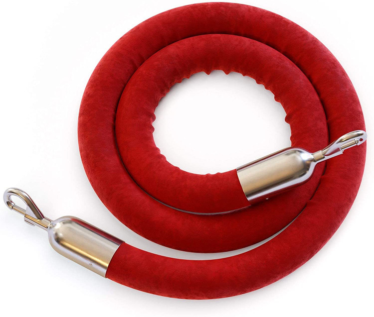 Red Velvet Stanchion Rope  Silver  Hooks, 60