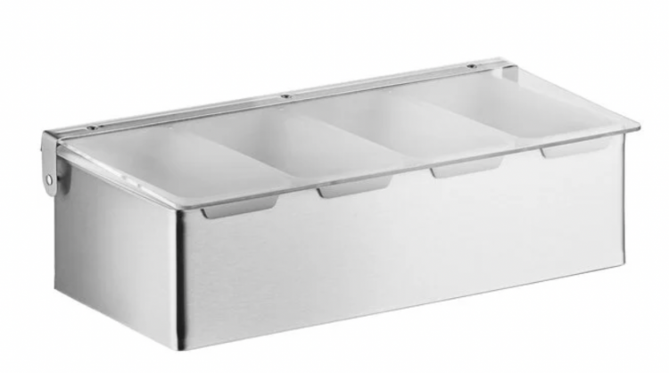 4-Compartment Satin Finish Stainless Steel Condiment Bar