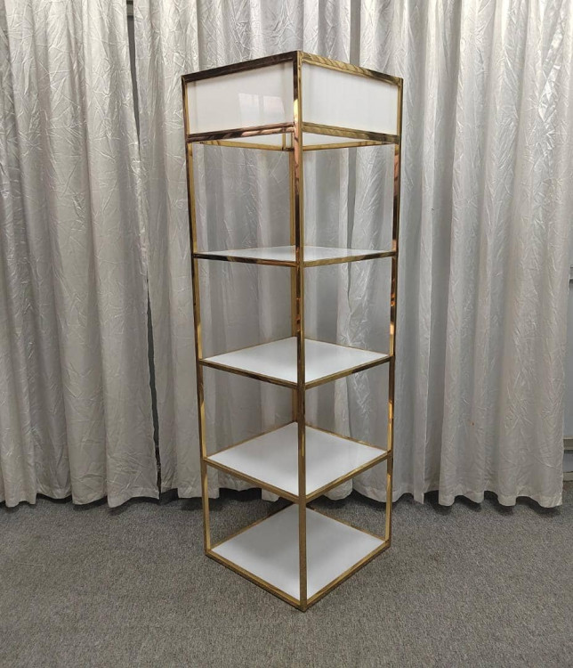 Gold Square Tower Shelf Barback Display (black or white acry